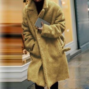 Herenjacks wollen jas midden-lengte zwarte mode casual hoogwaardige straat losse warme revers lange mouwjacket winter 2023