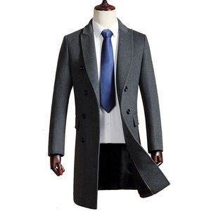 Chaquetas para hombres Chaqueta de lana Invierno para hombre Doble botonadura Sección larga Mezclas gruesas Abrigo de lana de negocios Solapa Chaqueta de trinchera delgada Rompevientos 221130