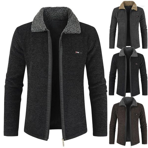 Chaquetas para hombres lana cremallera ropa casual para hombre suéter de vellón otoño invierno vestido de cachemir tibio hombres delgados