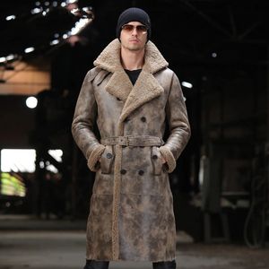 Vestes pour hommes Xlong mouton fourrure un manteau en cuir hommes véritable coupe-vent et manteaux hiver veste en peau de mouton 231108