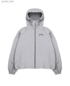 Chaquetas para hombres Y2k Hip Hop Patrón Bordado Zip Up Sudaderas con capucha Hombres Mujeres Vintage Windbreaker Streetwear Sudadera Bomber Jacket Kpop Ropa Q231109