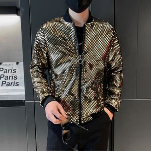 Vestes pour hommes Y2K Hommes Streetwear Night Club Stage Mince Moto Vestes Trendyol Hommes Hip Hop Paillettes Bombers Veste Manteau Vêtements De Mode 230619