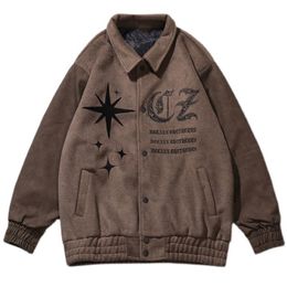 Vestes pour hommes Y2K Vintage Varsity Veste Hommes Lâche Revers Pilote Bomber Veste Baseball Manteaux Broderie Retour Femmes Manteau Hip Hop Streetwear 230906