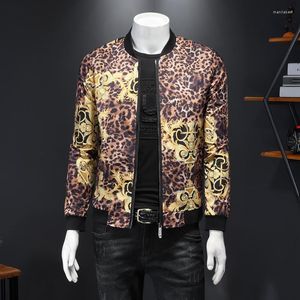 Herenjacks Yasuguoji Hip Hop Leopard Print Bomber Jacket Men Streetwear Fashion Varsity Slim Fit 2023 Autumn College For