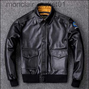 Vestes pour hommes YR! Livraison gratuite. Manteau en cuir de cheval EastMan Classic A-2. Veste en cuir véritable de l'armée de l'air américaine vintage. Tissu en cuir A2 Bomber J230918