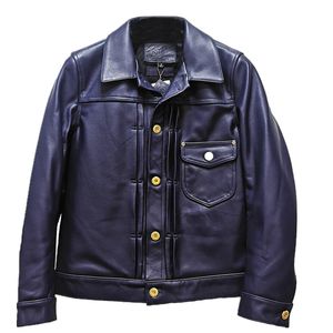 Vestes pour hommes yrfashion bleu chevalhide vesteclassic décontracté 506 cuir manteau japan style vêtements 230812