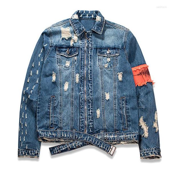 Vestes pour hommes ZhuZunZhe 2023 hommes fermeture à glissière avant détruit Jeans veste de vol déchiré Denim Jean Hip Hop pardessus décontracté Streetwear