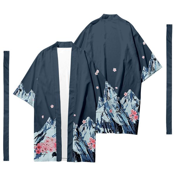 Japonais Japonais traditionnel ethnique long kimono cardigan kimono Mountain Match Kimono chemise yukata veste