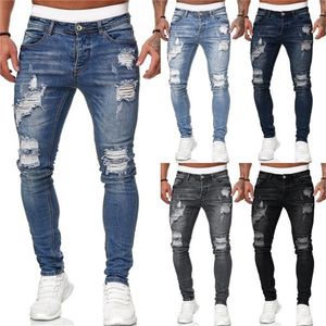Jean pour hommes Fashion Street Style Ripped Skinny Jeans Solid Denim Pantalon Casual Slim fit crayon denim Pantalon