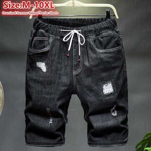 Jeans para hombres 10XL Jeans Shorts Hombres de gran tamaño Verano Distressed 9XL 8XL Black Ripped Denim Loose Plus Tamaño 7XL Estirado Boys Half Pantalones W0413