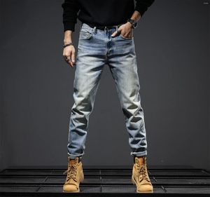 Jeans masculin 12,8 oz 77% coton lidge rouge extension denim hommes en détresse pantalon droit lavé lavé y2k pantalon masculin mode