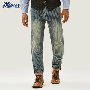 Jean masculin 13oz vintage vertical à rayures à rayures pour hommes slim fit raide pantalon pantalon américain y2k