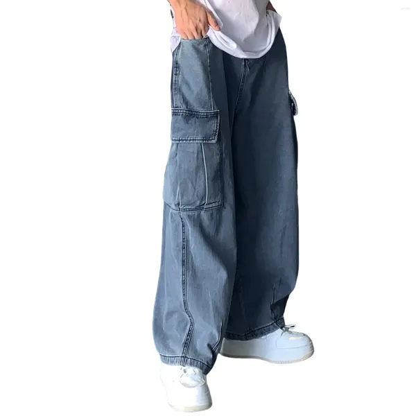 Jeans pour hommes des années 1970 Hong Kong Style lâche décontracté grande poche vêtements de travail lavage à l'eau vieux papa pantalon hommes femmes