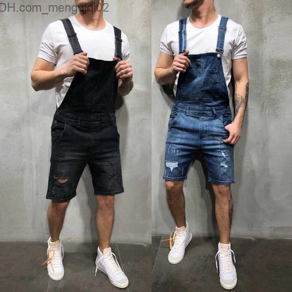 Jeans pour hommes 2019 New Fashion Jeans déchirés pour hommes Combinaisons Shorts Summer Hi Street Distressed Denim Salopette pour homme Pantalon à bretelles Z230707