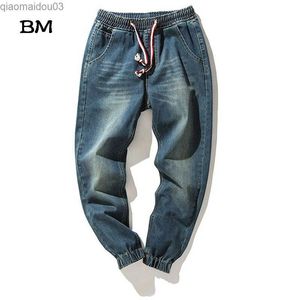 Jeans masculin 2019 Street Denim Elastic Taist Jeans Mens Blue Cargo Harem Jeans Mens plus taille 5xl Jogger coréen Pantl2404