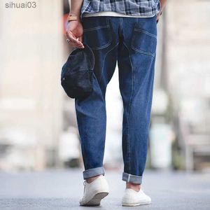 Jeans masculin 2020 Nouveau cône lâche de 8,8 oz adapté au lavage de jeans bleu jeans Spring Fashion Street Rise avec de grandes pochesl2403