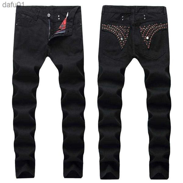 Jeans para hombre 2020 nuevos Jeans rectos para hombre Slim Fit Biker con cremallera Ropa de hombre Agujero desgastado Estilo de calle Robin Jeans de lujo L230520