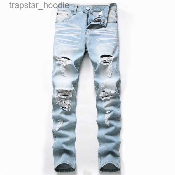 Jeans para hombres 2021 Otoño Nueva Moda Retro Hole Jeans Hombres Pantalones Algodón Denim Pantalón Masculino Tallas grandes Jeans de alta calidad Dropshipping X0621 L230918