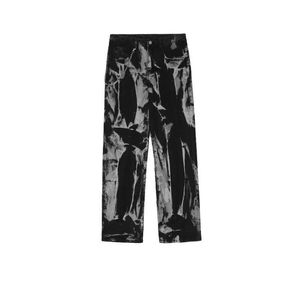 Jeans masculins 2021 Tie de streetwear sombre Dye Pouceau en détresse Men Jeans Straitement Pantal