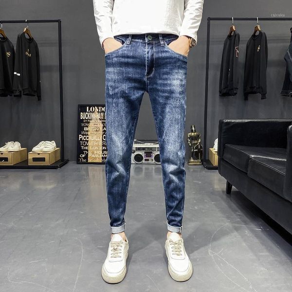 Jeans pour hommes 2021 Mode Hommes Coton Ripped Trou Casual Slim Skinny Blanc Noir Hommes Pantalon Mâle Hip Hop Denim Pantalon