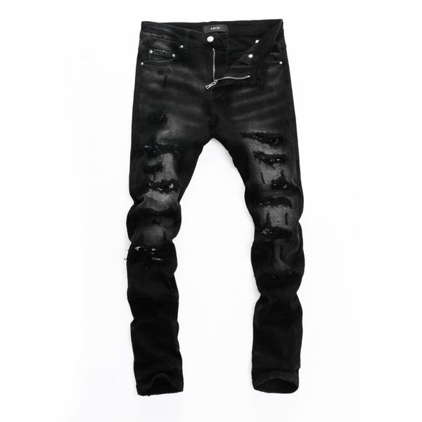 Jeans para hombres 2021 Moda de alta calidad Streetwear Negro para hombres Pantalones de letras Hip Hop Dance Club Skinny Trendy