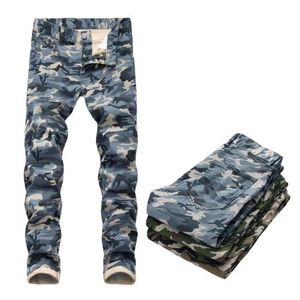 Jeans pour hommes 2021 Mens Camouflage Streetwear Slim Stretch Army Green Print Denim Pantalon Plus Taille 38-44336w