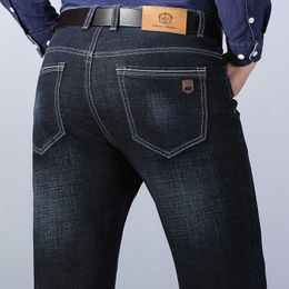 Herenjeans 2021 Nieuwe heren stretch Regular fit Jeans Business Casual Classic Style Fashion denim broek mannelijke zwart blauwe broek Z0301
