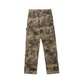 Jeans para hombres 2021 Cadena al aire libre Decoración Camuflaje Hombres rectos Jeans de carga Pantalones Casual Pantalones tácticos militares sueltos Pantni Uomo T221102