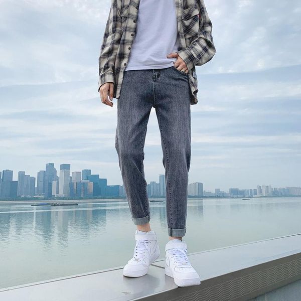 Jeans pour hommes 2021 réel automne et hiver Style Hong décontracté mince petits pieds Net Capris tendance pantalon polyvalent hommes