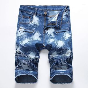 Heren jeans 2021 zomer heren broek vaste kleur heren shorts rimpel rek vijfde voor Men1