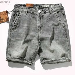 Jeans pour hommes 2021 Summer New American Vintage Denim Shorts Mens Fashion Capris Wash Old Cat Beard Mid Taille Straight Knee PantsL2404