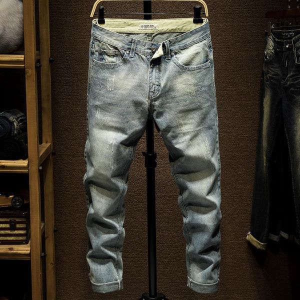Jeans masculins 2021 Tendance d'￩t￩ Marque l￩g￨re mince de denim droit classique style r￩tro fashion jeune bleu mince