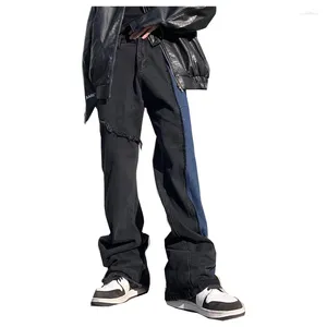 Jeans pour hommes 2022 arrivées couleur bloc Patchwork hommes Baggy Flare Pantalon Hip Hop droite ample décontracté femmes Denim Pantalon Pantalon