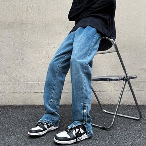 Jeans pour hommes 2022 automne Style rue haute unisexe coréen boutons sur le pantalon Streetwear Baggy Y2k Vintage hommes Denim pantalon
