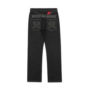 Jeans voor heren 2022 Chic Star Letter Borduren Zwart Hip Hop Mannen Rechte Jeans Broeken Streetwear Mannelijke Baggy Denim Broek Nieuwe Mode Spodnie T221102