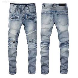 Jeans da uomo 2022 Jeans da uomo firmati Hip-hop Fashion Zipper Hole Wash Jean Pants Retro Strappato Cuciture da uomo Design da motociclista Cool Slim Pantbfl5