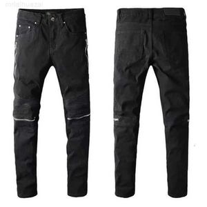 Jeans pour hommes 2022 Designer Mens Jeans Hip-hop Fashion Zipper Hole Wash Jean Pantalons Retro Torn Fold Couture Hommes Design Moto Riding Cool Slim Pantfg54