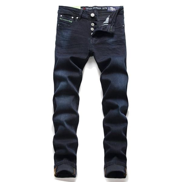 Männer Jeans 2022 Italien Männer Slim Hosen Reißverschluss Gerade Stretch Gentleman Schwarz Für