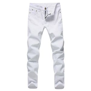 Pantalones vaqueros elásticos para hombre, pantalones vaqueros blancos a la moda para hombre, pantalones Retro de primavera y otoño, talla informal 28-42