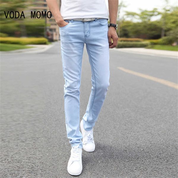 Jeans pour hommes 2022 nouveaux hommes Stretch Skinny Jeans homme marque de créateur Super élastique pantalon droit Jeans Slim Fit mode Jeans bleu ciel Z0225