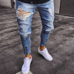 Jeans pour hommes 2022 Nouveau jean skinny bleu clair noir déchiré stretch pantalon crayon pour hommes marque premium Ropa Hombre S-XXXL pantalon hommes T240326