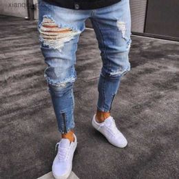 Jeans masculins 2022 Nouveau jean skinny jeans bleu clair noir étirement des hommes pantalon crayon premium marque ropa hombre s-xxxl pantalon hommes l49
