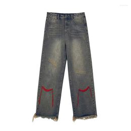 Jeans pour hommes 2022 Vente Vêtements de travail pour hommes Pantalons en denim Tube droit Lâche Étudiants Polyvalent Drop Feel Jambe large