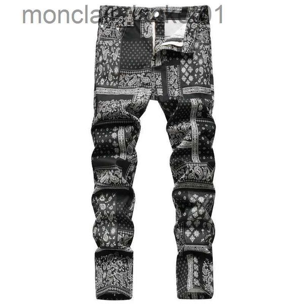 Jeans para hombres 2022 Primavera Ropa de calle para hombres Jeans ceñidos Stretch Trendy 3D Impreso Anacardos Pantalones de mezclilla rectos Hombres Jeans Pantalones J231006