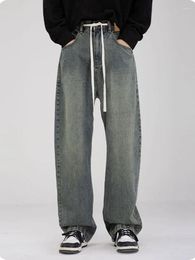 Jeans masculin 2023 American Retro Retro Semi-Elastic Semi-Elastic Drape Trendy Hip-Hop Lignet Pantalon