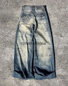 Jeans voor heren 2023 Amerikaanse nieuwe stijl Star Hot Diamond Jeans heren Y2K High Street Fashion Brand Retro-broek Casual losse wijde pijpen