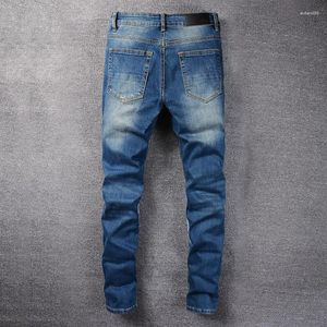 Heren Jeans 2023 Collectie Hoge Kwaliteit Stretch Skinny Broek Splicing Patroon Broek Hip Hop Slim Ripped 4-knops