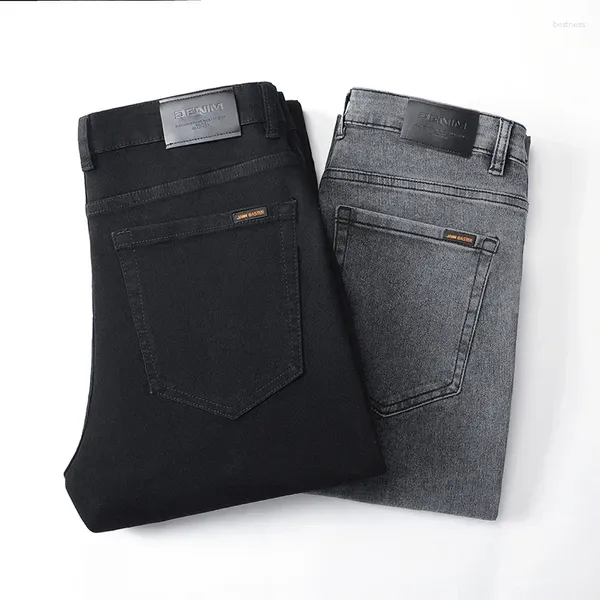 Jeans pour hommes 2023 automne et hiver mode d'affaires droite style classique noir gris stretch pantalon en denim lâche pantalon masculin