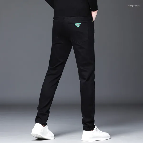 Jeans para hombres 2023 Otoño Negro Algodón Elástico Slim Impermeable Denim Pantalones Moda Streetwear Pantalones guapos para hombres