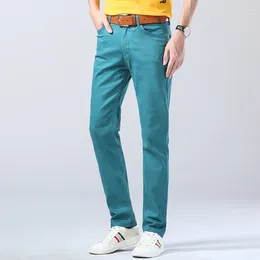Jeans voor heren 2023 herfst helder stretch fit trendy denim broek met rechte pijpen heren rood meer blauw geel